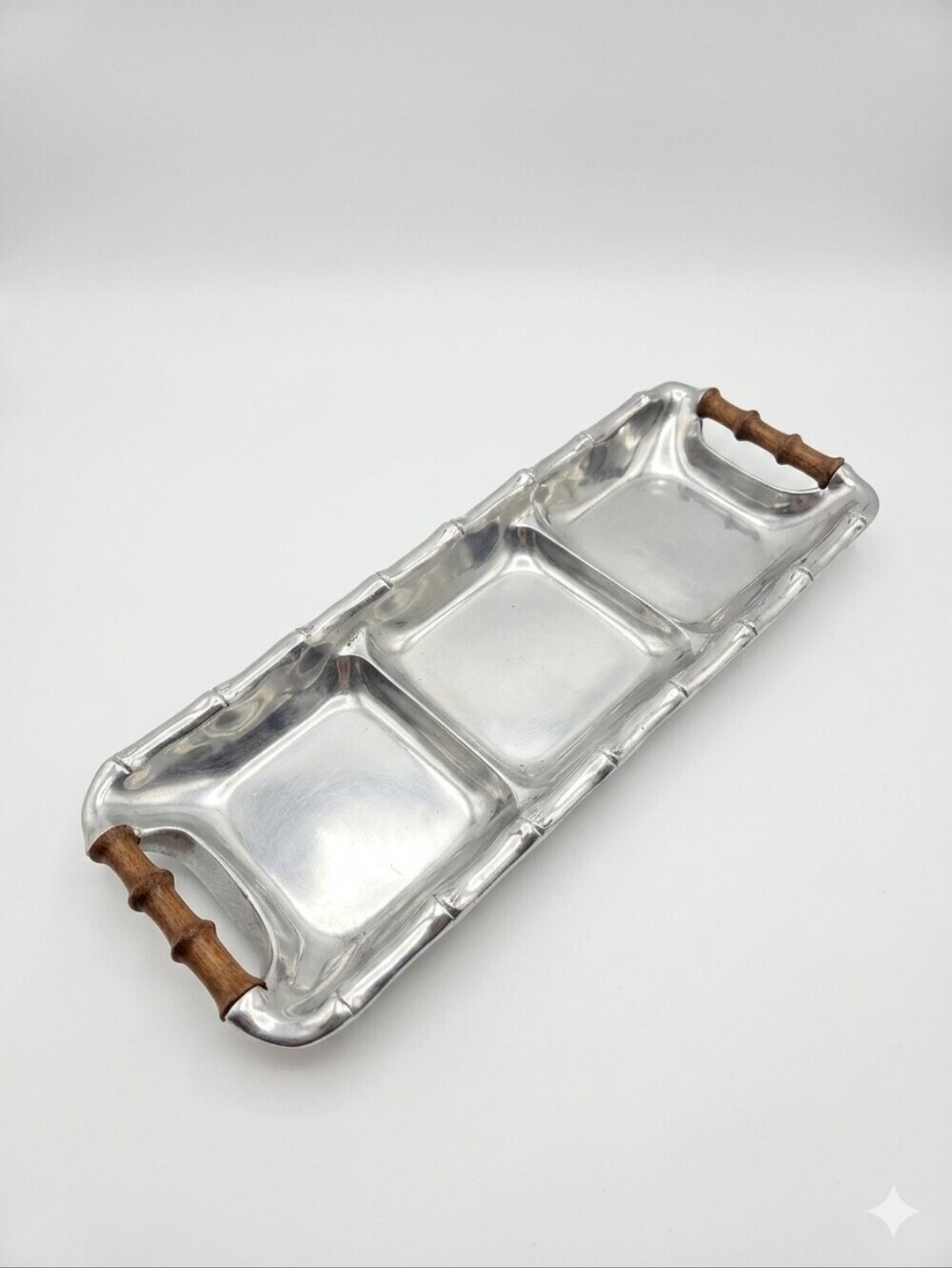 MCM Faux Bamboo Aluminum Condiment Server - Mariposa Style - Mexican Artisan